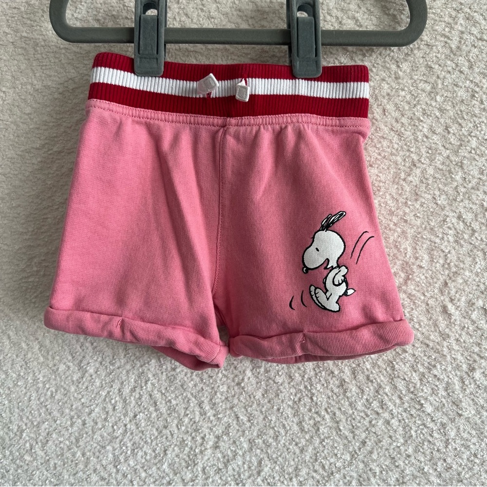 Hanna Andersson x Peanuts Pink Toddler‎ Baby Snoopy Shorts Size 18-24 Months